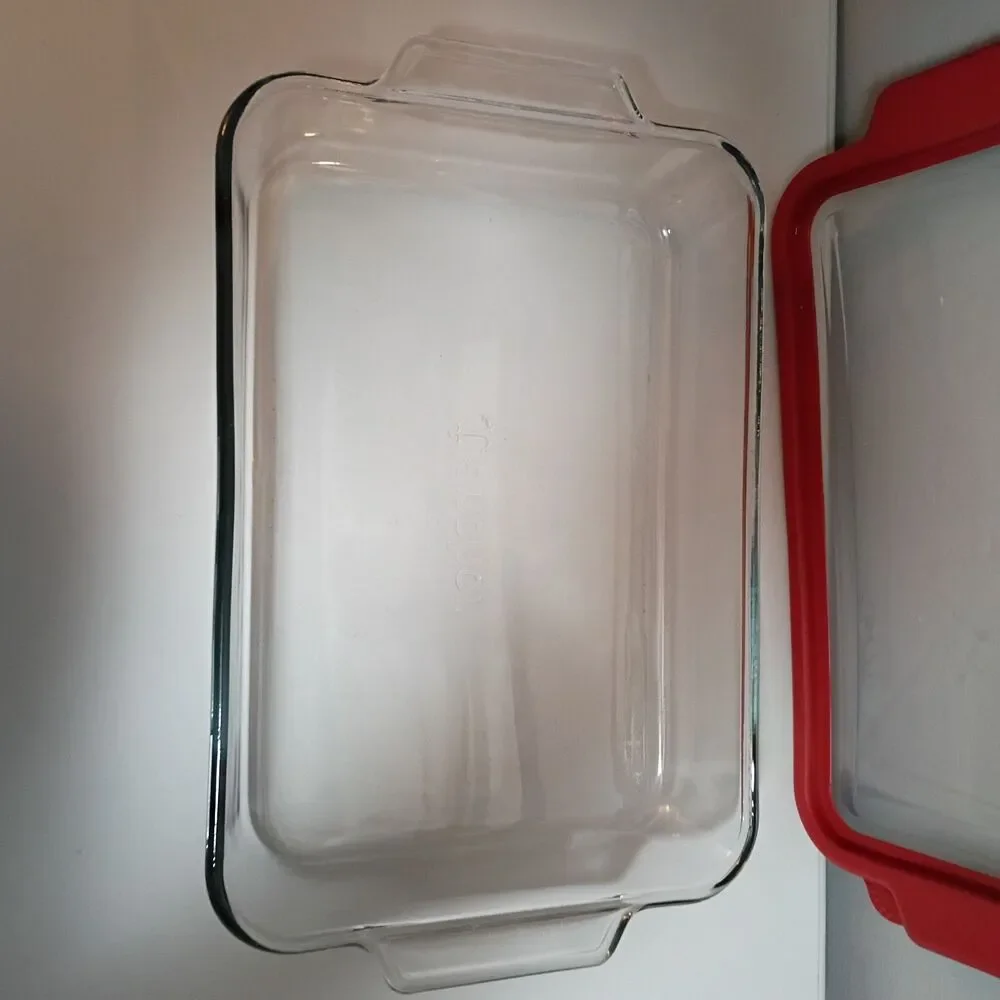 Anchor Hocking 3 Qt Glass Baking Dish w/ Red Lid 9.5x13.5 Made in USA